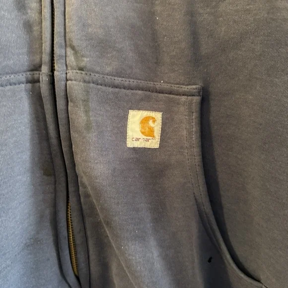 Vintage Carhartt K185‎ DKB Full Zip Distressed Faded Hoodie Sweatshirt Mens XL